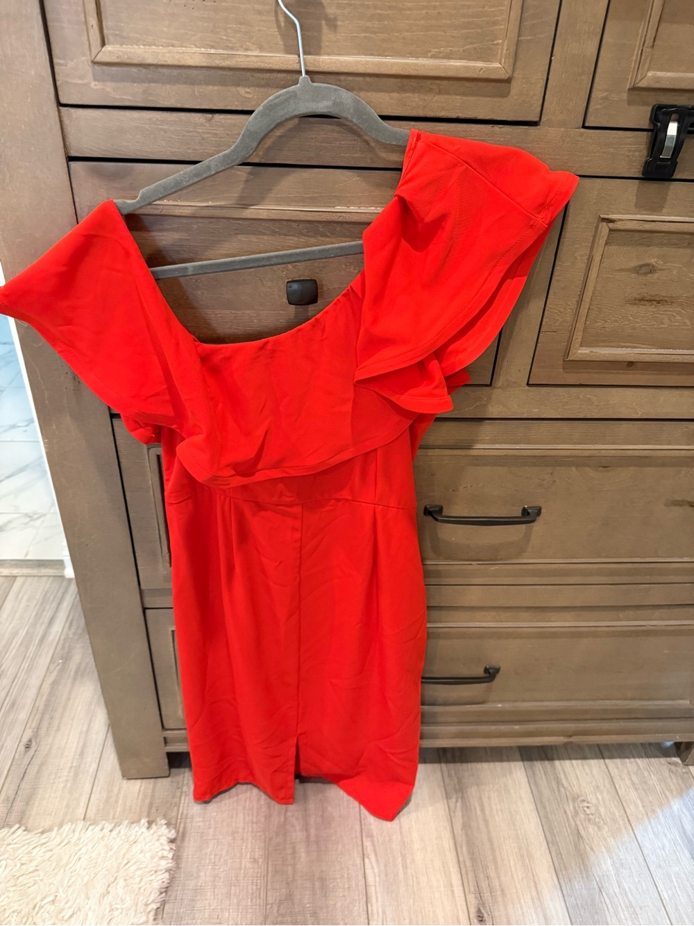 Lulumari Red One-Shoulder Ruffle Dress - Picture 2 of 3